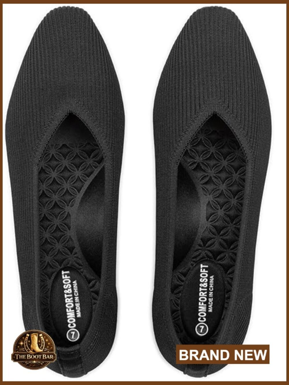 Women's Square Toe Knitted Flats Breathable Lightweight Slip-On with Arch
